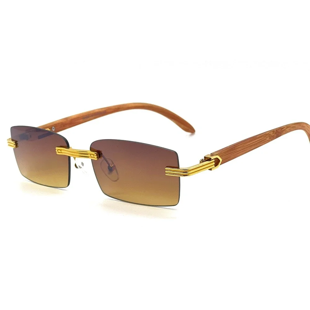 Rimless Sunglasses Men Hip Hop Black Rectangle Fashion Shades‎ Vintage Eyewear
